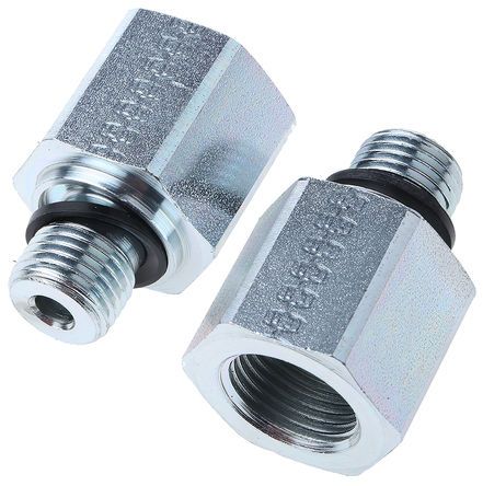 Parker Hydraulic Straight Threaded Reducer RI1/4EDX3/8CF, Connector A G 1/4 Male, Connector B G 3/8 Female, Переходник