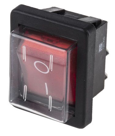 C1353ALGNB, Arcolectric Illuminated Double Pole Single Throw (DPST), On-Off Rocker Switch Panel Mount, Клавишный переключатель