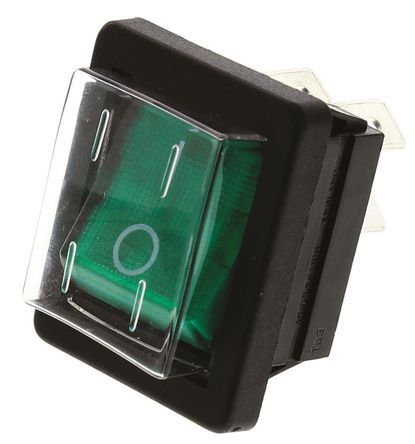 C1353ALGNC, Arcolectric Illuminated Double Pole Single Throw (DPST), On-Off Rocker Switch Panel Mount, Клавишный переключатель