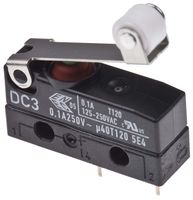 DC3C-A1RB, ZF SPDT-NO/NC Short Roller Lever Microswitch, 100 mA @ 30 V dc, Микропереключатель