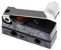 DC3C-A1RC, ZF SPDT-NO/NC Roller Lever Microswitch, 100 mA @ 30 V dc, Микропереключатель