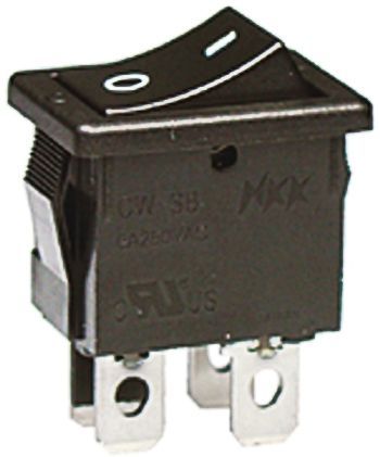 CW-SB21KKFF, NKK Switches Double Pole Single Throw (DPST), On-None-Off Rocker Switch Panel Mount, Клавишный переключатель