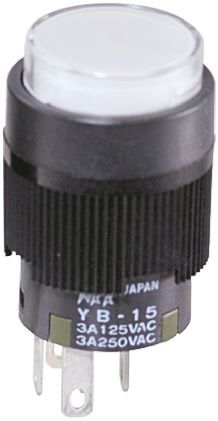 YB-15CKS1-59BDBS, NKK Switches Single Pole Double Throw (SPDT) Momentary Blue LED Push Button Switch, IP65, 16 (Dia.)mm, Panel Mount, Кнопочный переключатель