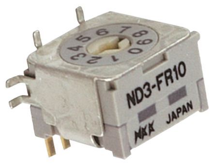 ND3-FR10H, NKK Switches 10 Way PCB DIP Switch, Rotary Flush Actuator, Переключатель