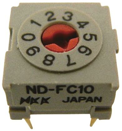 ND-FC10P, NKK Switches 10 Way PCB DIP Switch, Rotary Flush Actuator, Переключатель