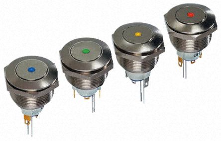 AV031L1EA240K, APEM Latching Blue LED Push Button Switch, IP65, 19.2 (Dia.)mm, 48V dc, Кнопочный переключатель