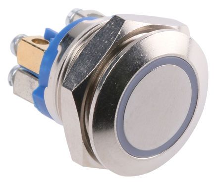 AV9SLD9081002, APEM Single Pole Single Throw (SPST) Momentary Blue LED Push Button Switch, 19.2 (Dia.)mm, Кнопочный переключатель