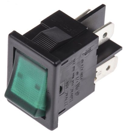 H8553VBNAB, Arcolectric Illuminated Double Pole Single Throw (DPST), On-Off Rocker Switch Panel Mount, Клавишный переключатель