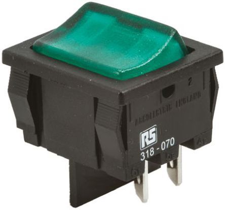 H8653VBNAB, Arcolectric Illuminated Double Pole Single Throw (DPST), On-Off Rocker Switch Panel Mount, Клавишный переключатель