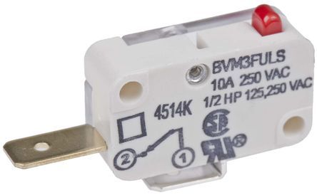 42680, Saia-Burgess SPST-NC Plunger Microswitch, 10 A @ 250 V ac, Микропереключатель