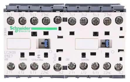 LC2K09015E7, Schneider Electric 3 Pole Reversing Reversing Contactor - 9 A, 48 V ac Coil, TeSys K, 3NO, 4 kW, Контактор