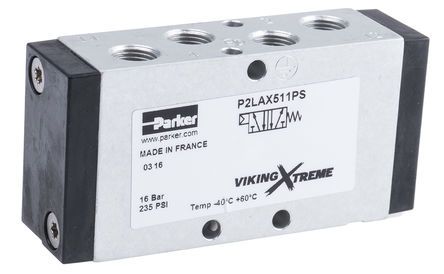 P2LAX511PS, Parker 5/2 Pneumatic Control Valve Pilot/Spring G 1/8 Viking Xtreme Series, Клапан