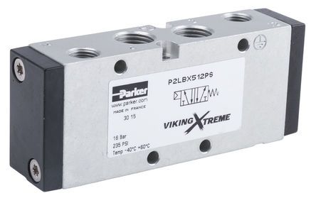 P2LBX512PS, Parker 5/2 Pneumatic Control Valve Pilot/Spring G 1/4 Viking Xtreme Series, Клапан