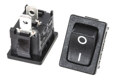 R13-66A-1820226, RS PRO Single Pole Single Throw (SPST), On-None-Off Rocker Switch Panel Mount, Клавишный переключатель