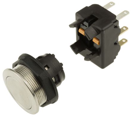 1241.6921.1120000, Schurter Single Pole Double Throw (SPDT) Momentary Push Button Switch, IP40, Screw Mount, 125/250V ac, Кнопочный переключатель