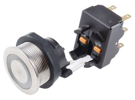 1241.6924.1121000, Schurter Single Pole Double Throw (SPDT) Momentary Red LED Push Button Switch, IP67, 19 (Dia.)mm, Panel Mount, 250V ac, Кнопочный переключатель