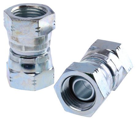 Parker Hydraulic Straight Threaded Adapter 8H6K4S, Connector A G 1/2 Female, Connector B G 1/2 Female, Переходник