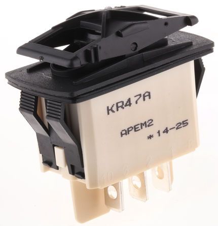 KR47CAKXXG, APEM Double Pole Double Throw (DPDT), (On)-Off-(On) Rocker Switch Panel Mount, Клавишный переключатель