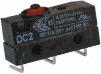 DC2C-K9AA, ZF SPDT-NO/NC Button Microswitch, 10.1 A @ 250 V ac, Микропереключатель