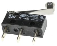 DB2C-B1RC, ZF SPDT-NO/NC Roller Lever Microswitch, 10.1 A @ 250 V ac, Микропереключатель