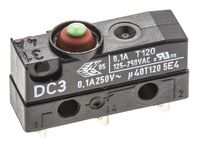 DC3C-A1AA, ZF SPDT-NO/NC Button Microswitch, 100 mA @ 30 V dc, Микропереключатель