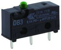 DB3C-C1AA, ZF SPDT-NO/NC Plunger Microswitch, 100 mA @ 30 V dc, Микропереключатель