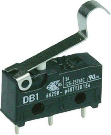 DB1C-C1SC, ZF SPDT-NO/NC Simulated Roller Lever Microswitch, 6 A @ 250 V ac, Микропереключатель