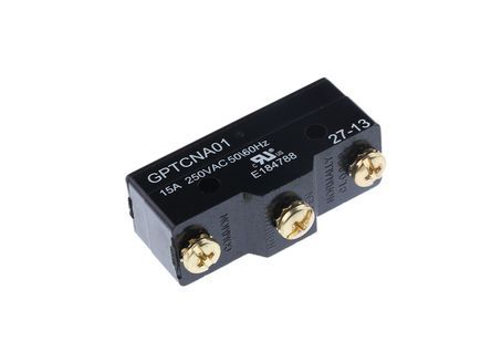 GPTCNA01, ZF SPDT-NO/NC Button Microswitch, 15 A @ 250 V ac, Микропереключатель