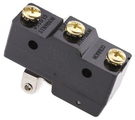 GPTBRM01, ZF SPDT-NO/NC Short Roller Lever Microswitch, 20 A @ 250 V ac, Микропереключатель