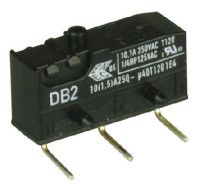 DB2C-D2AA, ZF SPDT-NO/NC Button Microswitch, 10.1 A @ 250 V ac, Микропереключатель