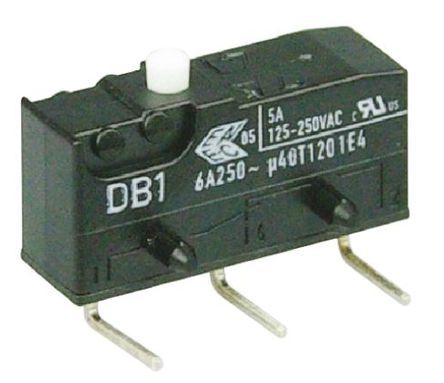 DB1C-D2AA, ZF SPDT-NO/NC Button Microswitch, 6 A @ 250 V ac, Микропереключатель