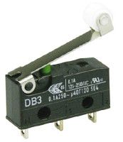 DB3C-A1RC, ZF SPDT-NO/NC Roller Lever Microswitch, 100 mA @ 30 V dc, Микропереключатель