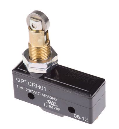 GPTCRH01, ZF SPDT-NO/NC Roller Plunger Microswitch, 15 A @ 250 V ac, Микропереключатель