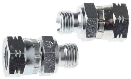 Parker Hydraulic Straight Threaded Adapter 4-4F6MK4S, Connector A G 1/4 Male, Connector B G 1/4 Female, Переходник