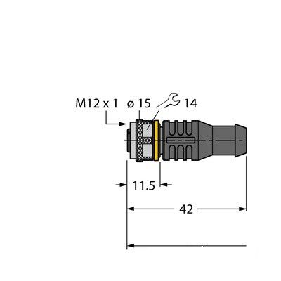 RKC8T-1-RSC8T/TXY3013 Соединитель кабельный для датчиков и актуаторов, оболочка PUR