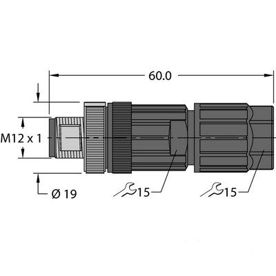 FW-ERSPM0426-SA-P-0408 Вилка прямая M12 x 1, под индивидуальные характеристики