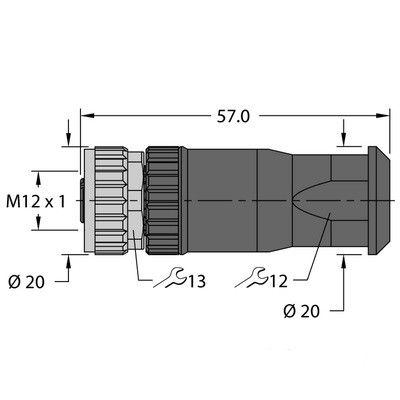 FW-ERKPM0416-SA-S-0408 Розетка прямая M12 x 1, под индивидуальные требования