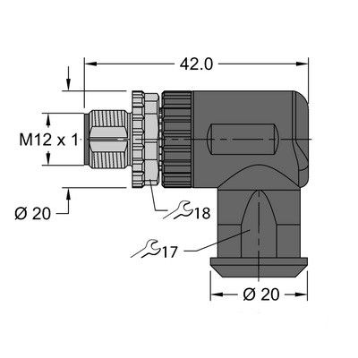 FW-EWSPM0416-SA-S-0408 Вилка угловая M12 x 1, под индивидуальные характеристики