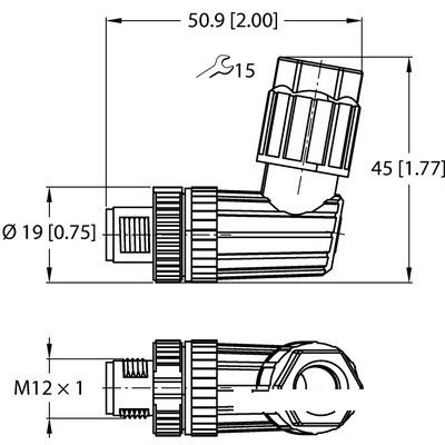 FW-EWSPM0526-SA-P-0408 Вилка угловая M12 x 1, под индивидуальные характеристики