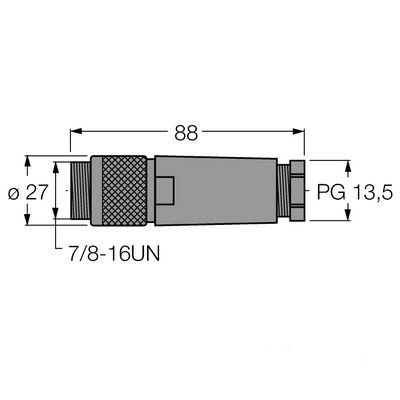 FW-ARSPM0418-P-S-1012 Круглый соединитель 7/8 Вилка, прямая, под индивидуальные характеристики