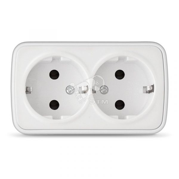 Розетка Электра двойная с заземлением белая