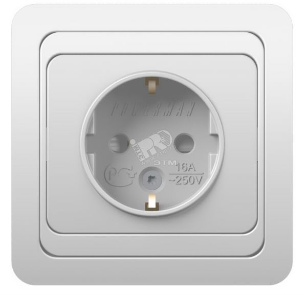 CLASSIC Розетка с заземлением скрытая со шторками 16А белая