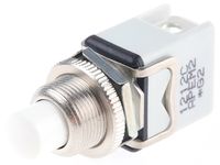 1212C WHITE, APEM 1NC Momentary Push Button Switch, 12.2 (Dia.)mm, Panel Mount, 250V ac, Кнопочный переключатель