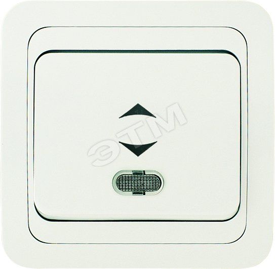 Выключатель одноклавишный, проходной с подсветкой, белый