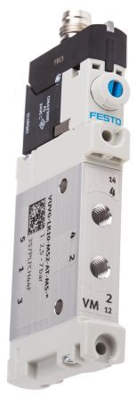 VUVG-LK10-M52-AT-M5-1R8L-S, Festo 5/2 Solenoid Valve Solenoid/Spring Metric M5 VUVG Series, Клапан