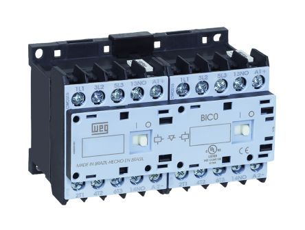 CWCI07-01-30D24, WEG 3 Pole Reversing Reversing Contactor - 7 A, 230 V ac Coil, 3NO, 3 kW, Контактор