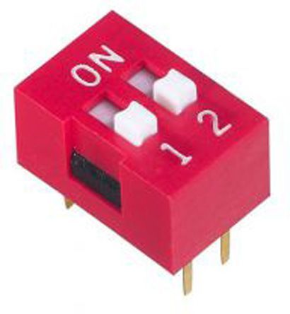 NDSR-02-V, APEM 2 Way Through Hole DIP Switch DPST, Recessed Actuator, Переключатель