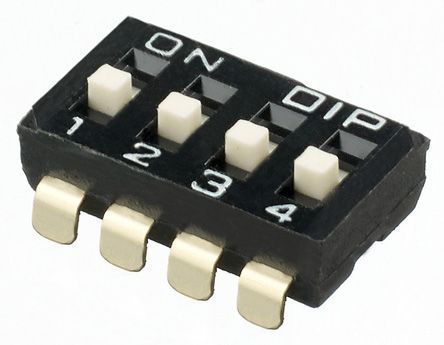 IKD0405101, APEM 4 Way Surface Mount DIP Switch 4PST, Raised, Top Side Lever Actuator, Переключатель