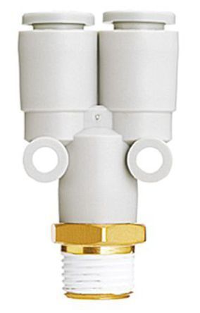 KQ2U06-M5A, SMC Threaded-to-Tube Pneumatic Y Threaded-to-Tube Adapter, Push In 6 mm x Push In 6 mm x M5, 1 MPa