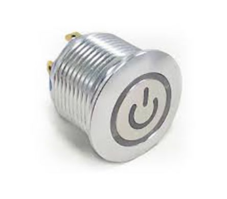 AV1911P124Q04, TE Connectivity Single Pole Single Throw (SPST) Latching White LED Push Button Switch, IP67, 19.2 (Dia.)mm, Panel, Кнопочный переключатель